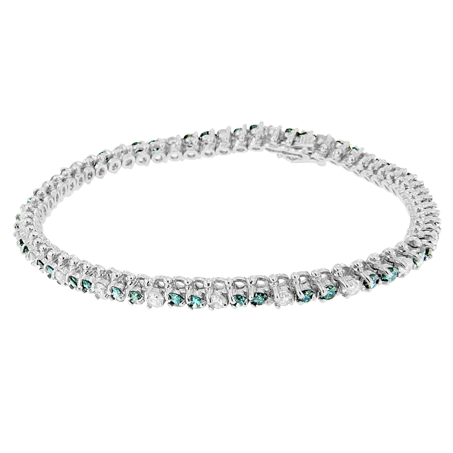 14K White Gold Diamond Martini Set Tennis Bracelet - 7 Inches