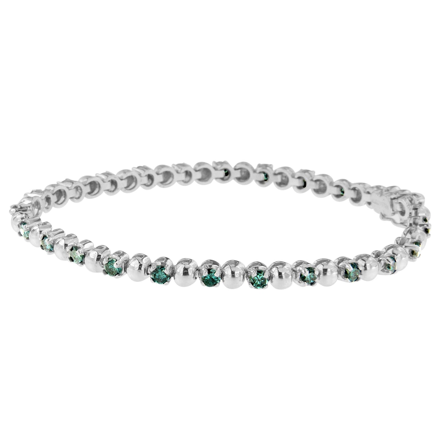 Bracelet en diamants bleus taille ronde en or blanc 14K