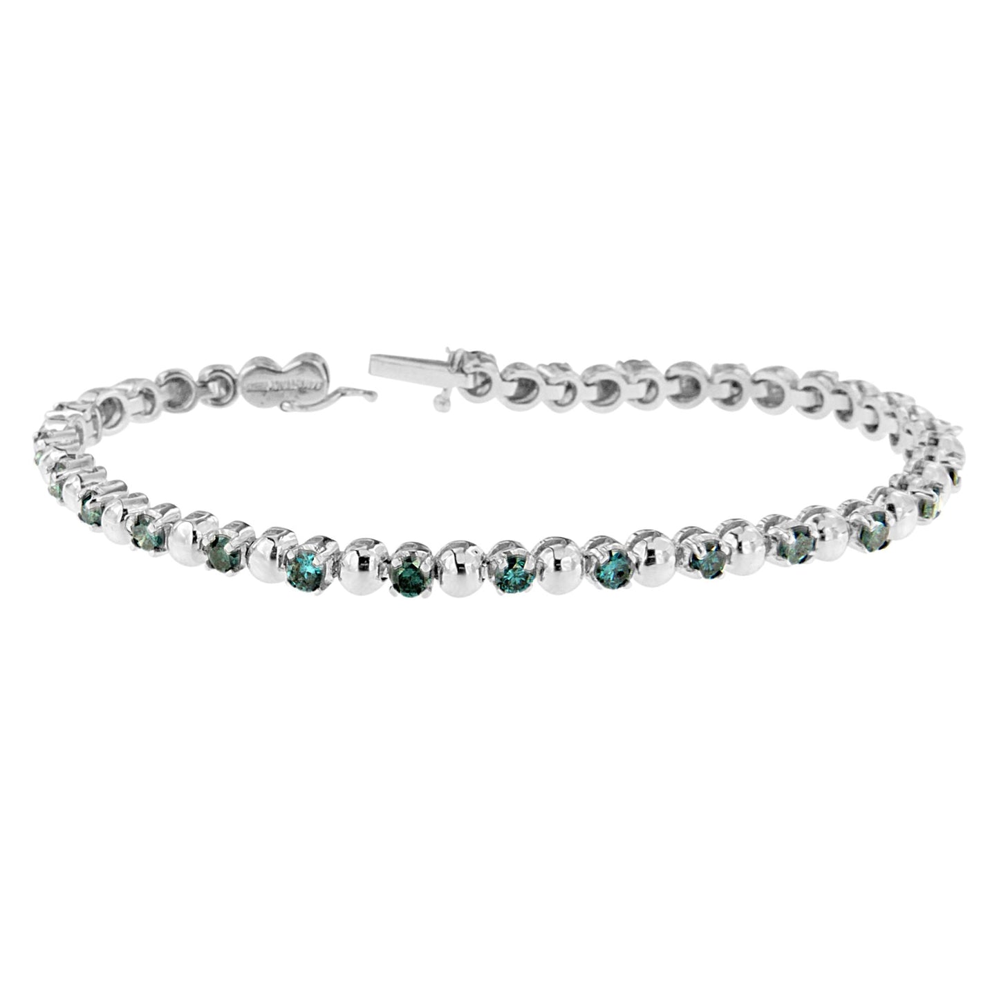 Bracelet en diamants bleus taille ronde en or blanc 14K