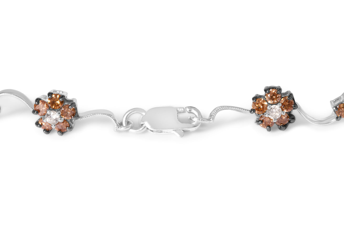 Bracelet en or blanc 10K avec diamants champagne et blancs de 4,0 Cttw - 7 pouces