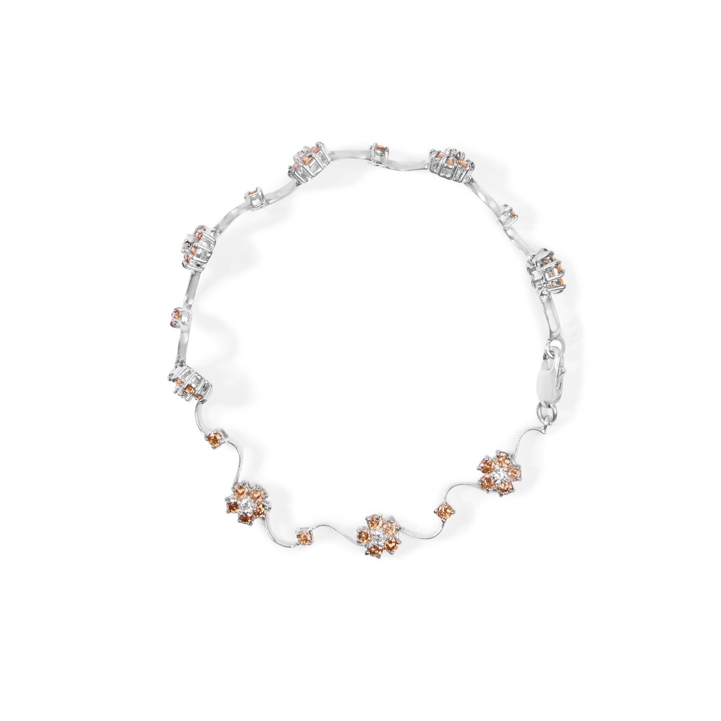 Bracelet en or blanc 10K avec diamants champagne et blancs de 4,0 Cttw - 7 pouces