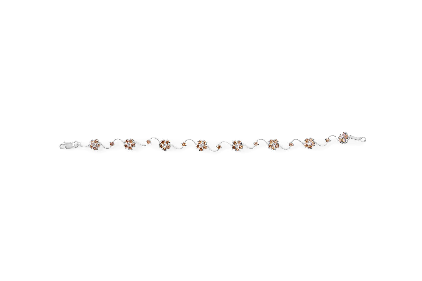 Bracelet en or blanc 10K avec diamants champagne et blancs de 4,0 Cttw - 7 pouces