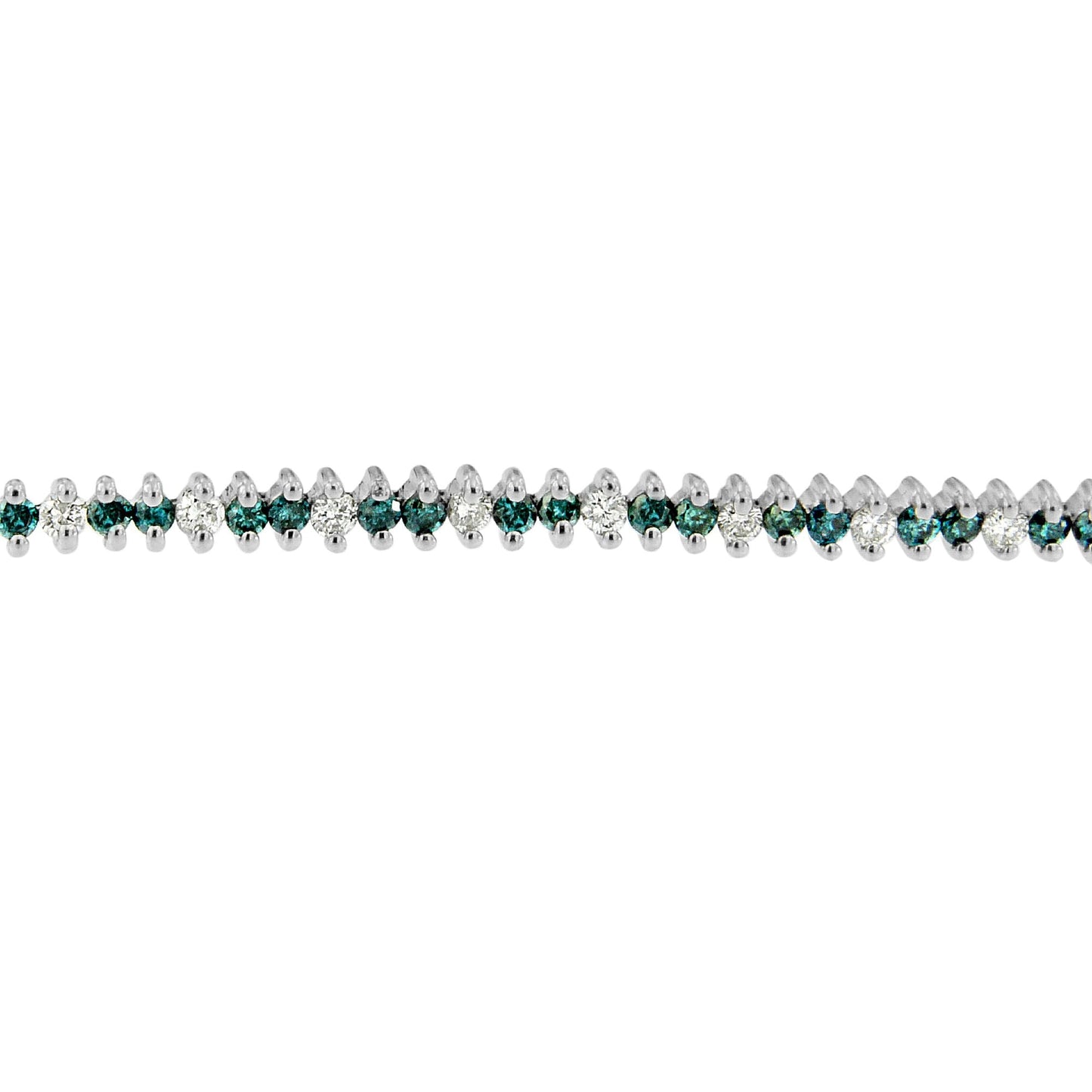 Pulsera de diamantes azules y blancos en oro blanco de 14 quilates