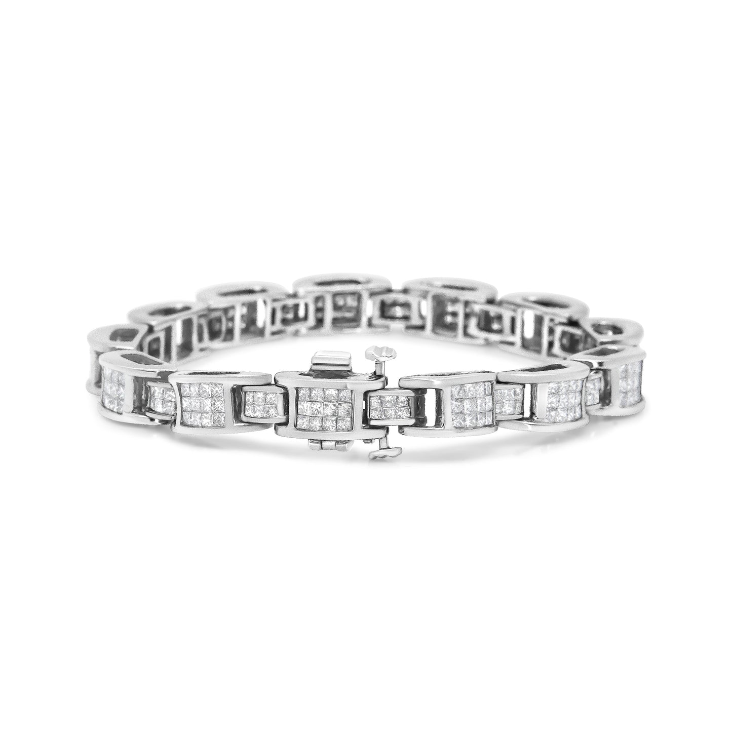 14K White Gold Princess Cut Diamond Tennis Bracelet - 5.0 Cttw