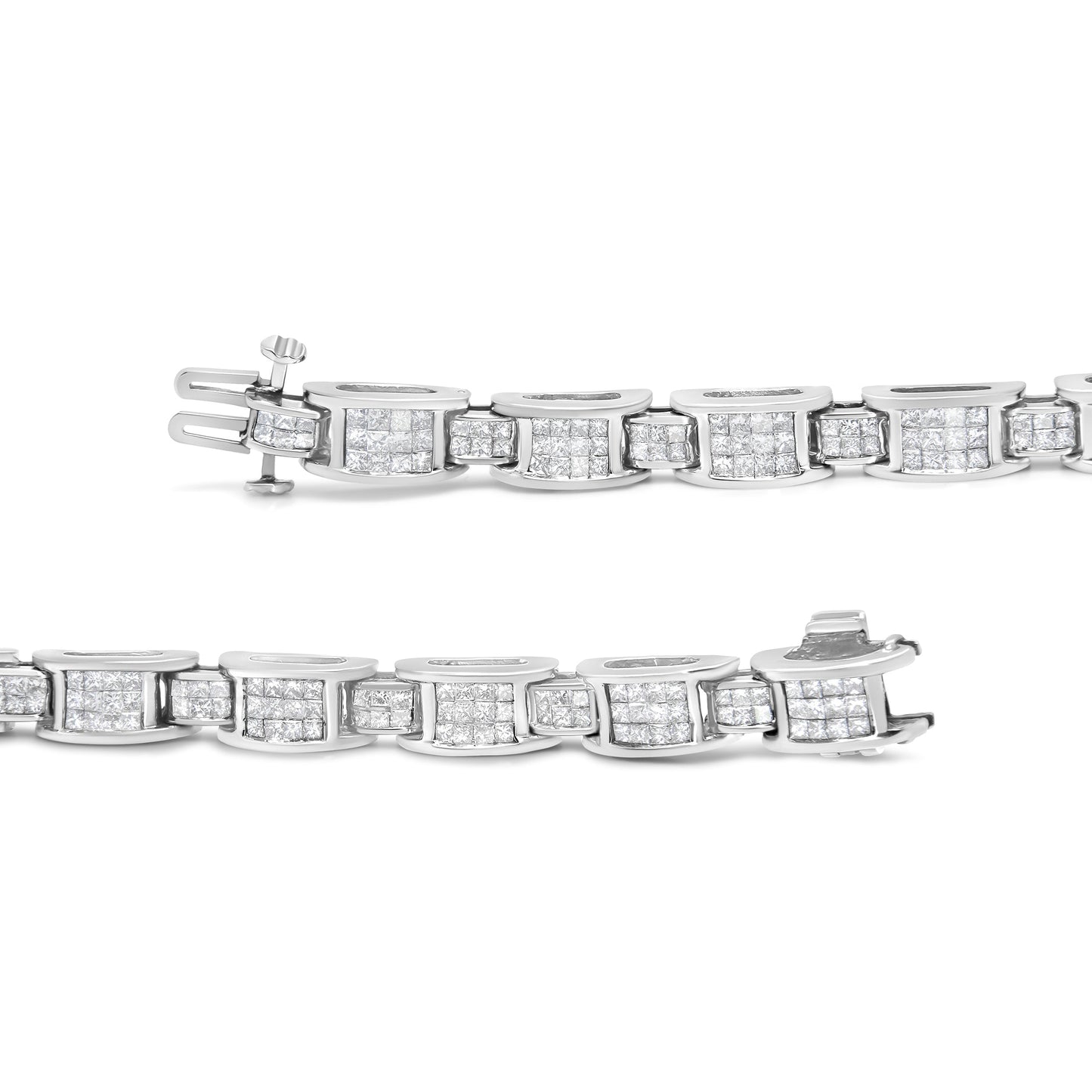 14K White Gold Princess Cut Diamond Tennis Bracelet - 5.0 Cttw