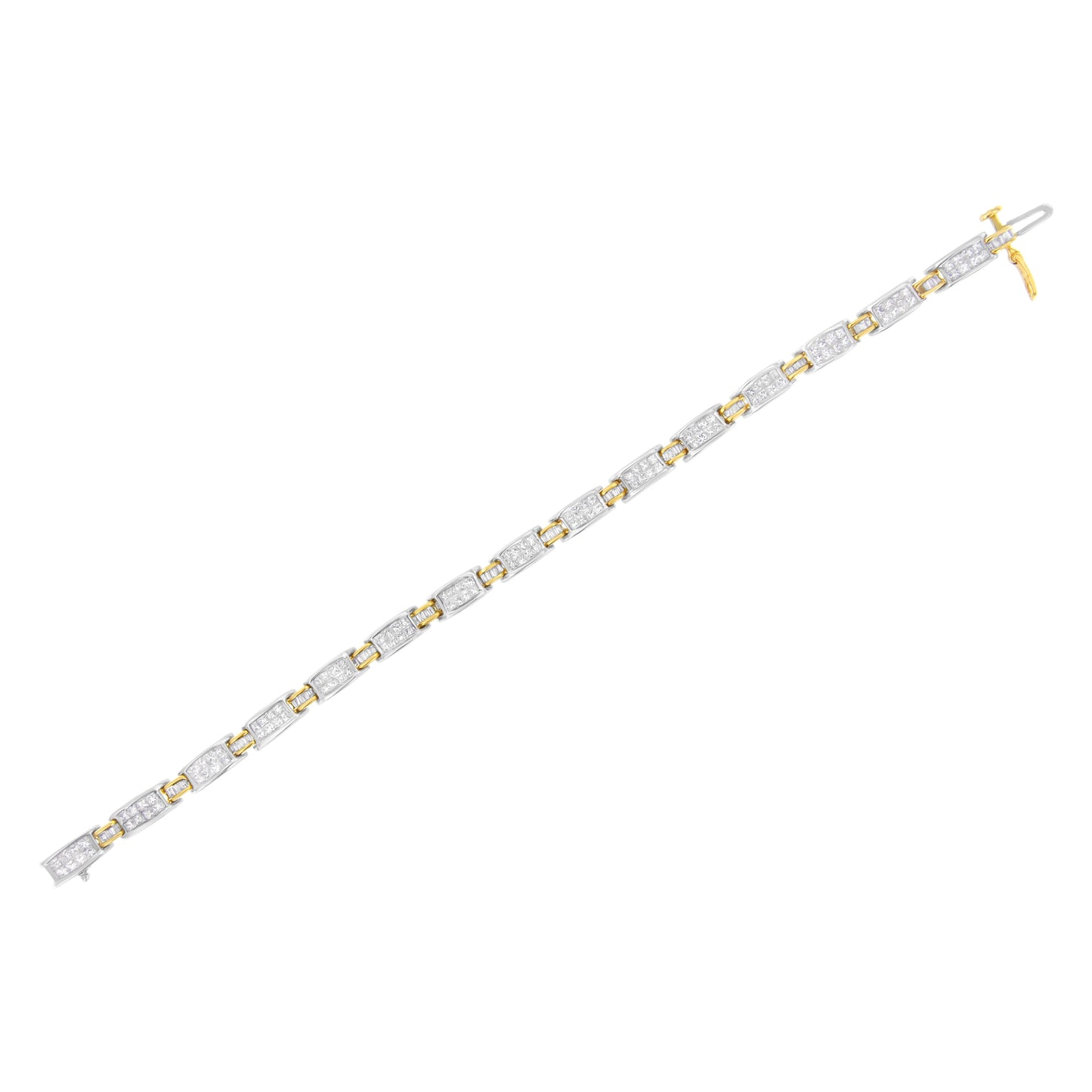 Bracelet en or bicolore 14K avec diamants en taille princesse et baguette