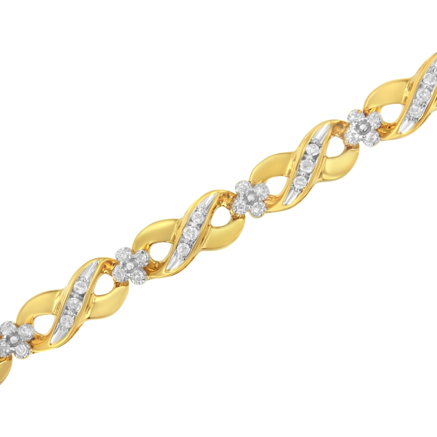 10K Yellow Gold Round-Cut Diamond Infinite Love Bracelet
