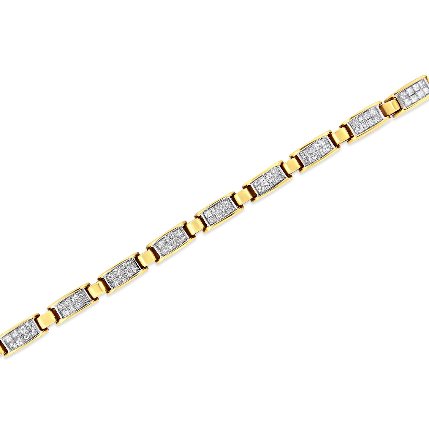 14K Yellow Gold Princess-Cut Diamond Link Tennis Bracelet - 7.25"