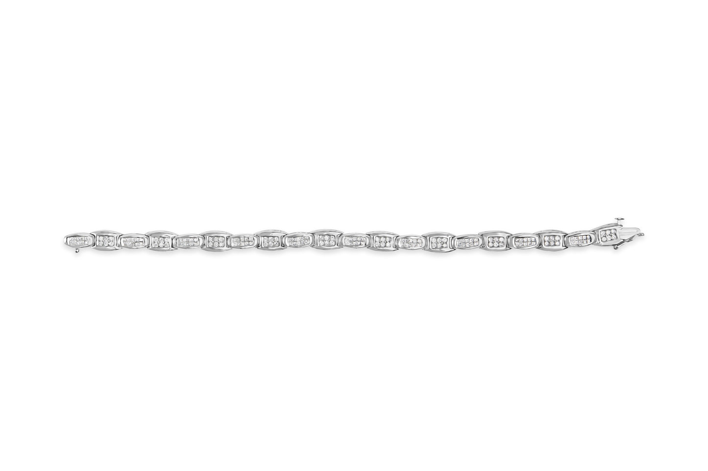 Pulsera de tenis de diamantes de oro blanco de 14K con eslabones acampanados