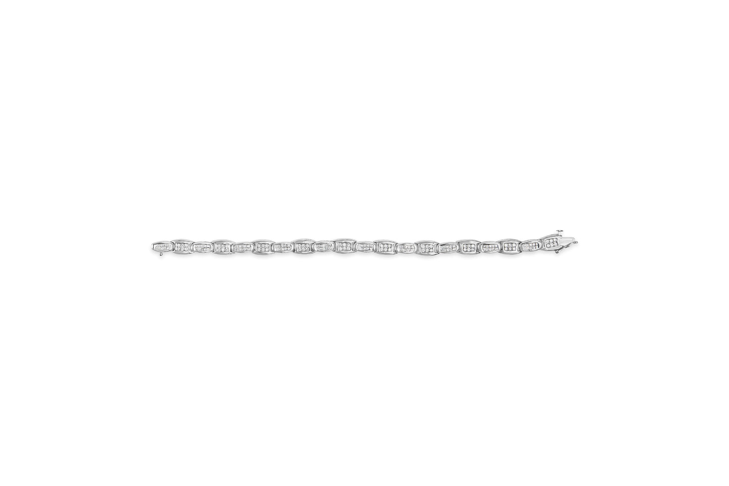 Pulsera de tenis de diamantes de oro blanco de 14K con eslabones acampanados