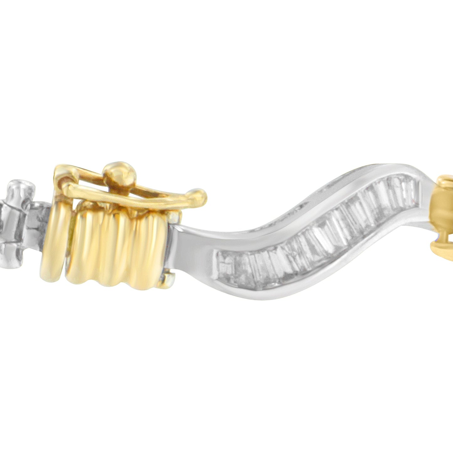 10K Two-Tone Gold Baguette Cut Diamond Spiral Bracelet