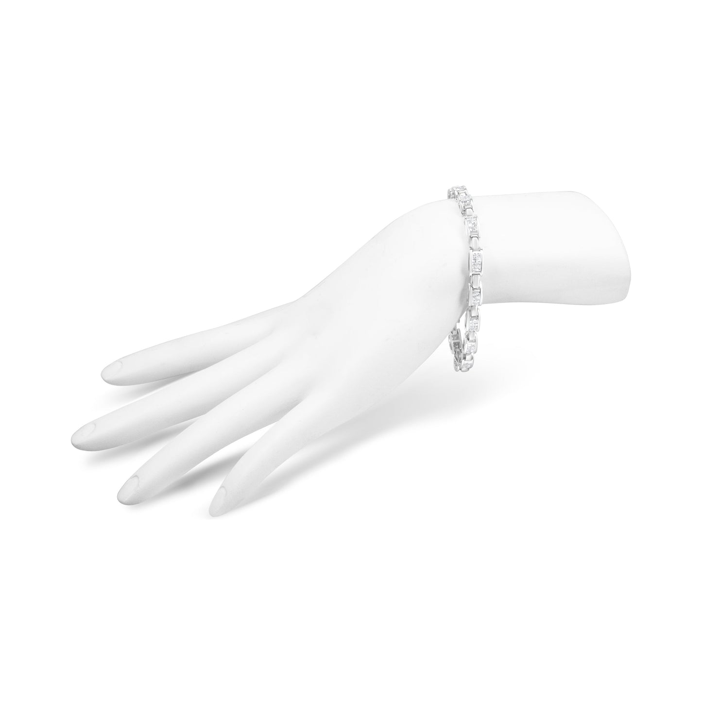 14K White Gold Princess Cut Invisible Set Diamond Bracelet - 7.25"