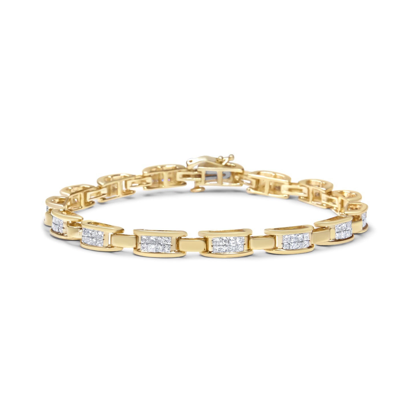 10K Yellow Gold 2.0 Cttw Invisible-Set Diamond Bracelet - 7"