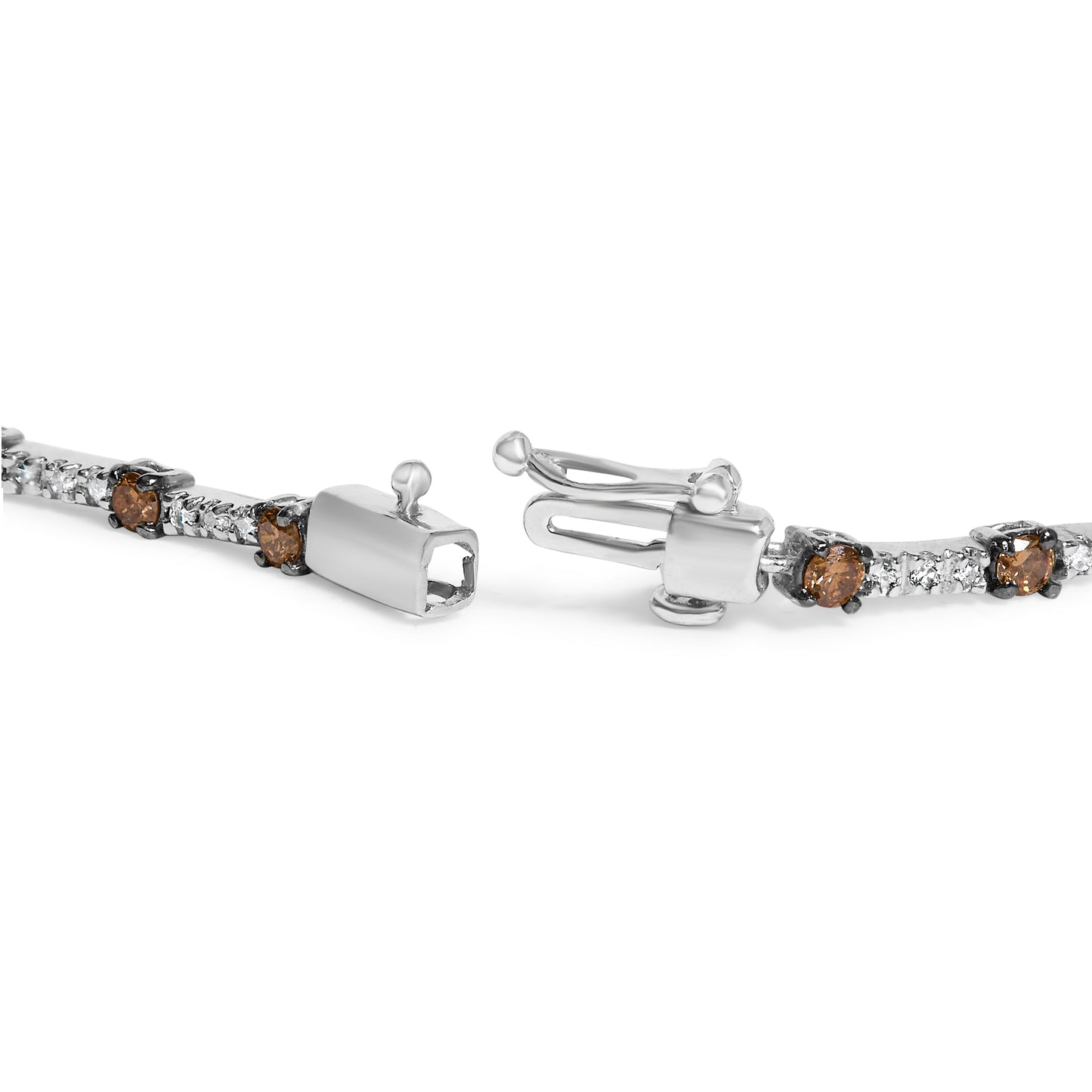 Bracelet en or blanc 14k avec diamants champagne en barrette - 7"