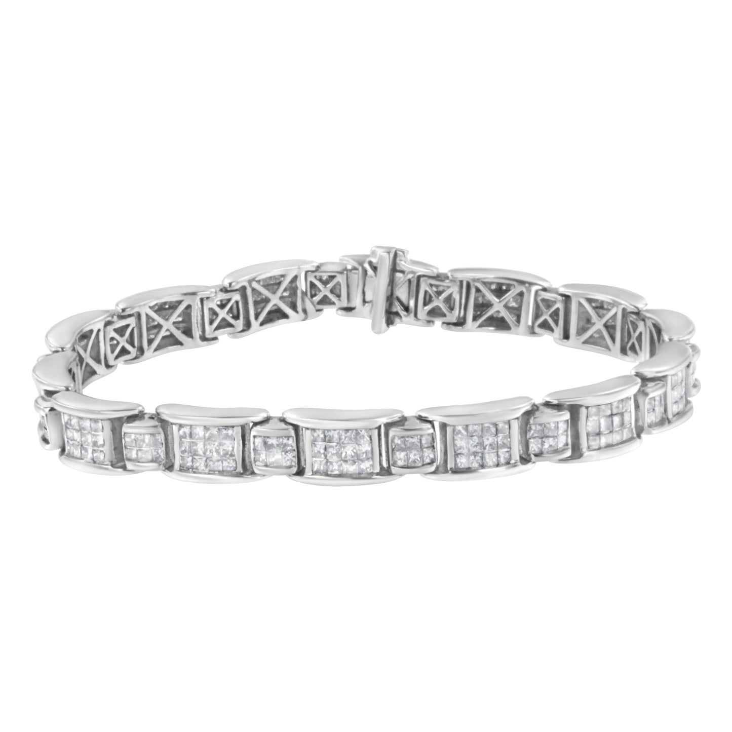 Bracelet de tennis en or blanc 14K avec diamants taille princesse de 5,0 Cttw