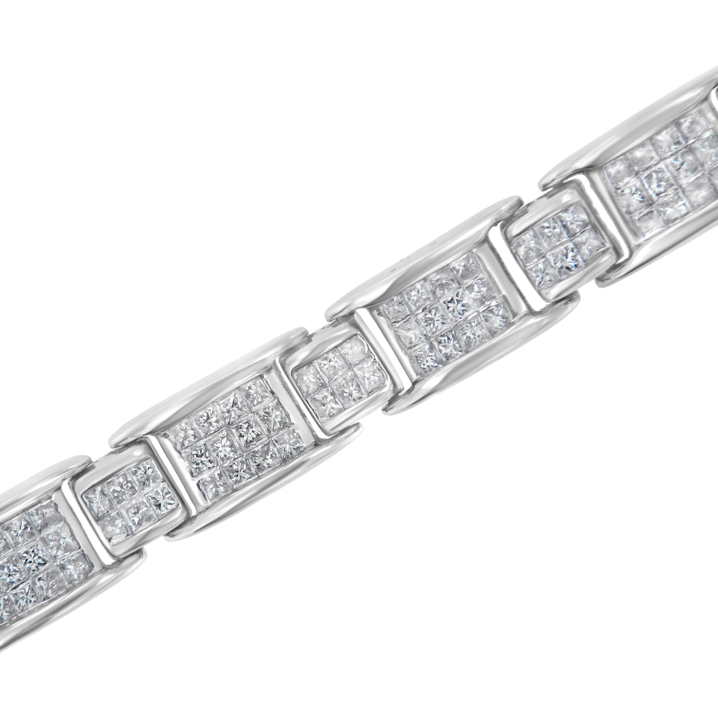 Bracelet de tennis en or blanc 14K avec diamants taille princesse de 5,0 Cttw