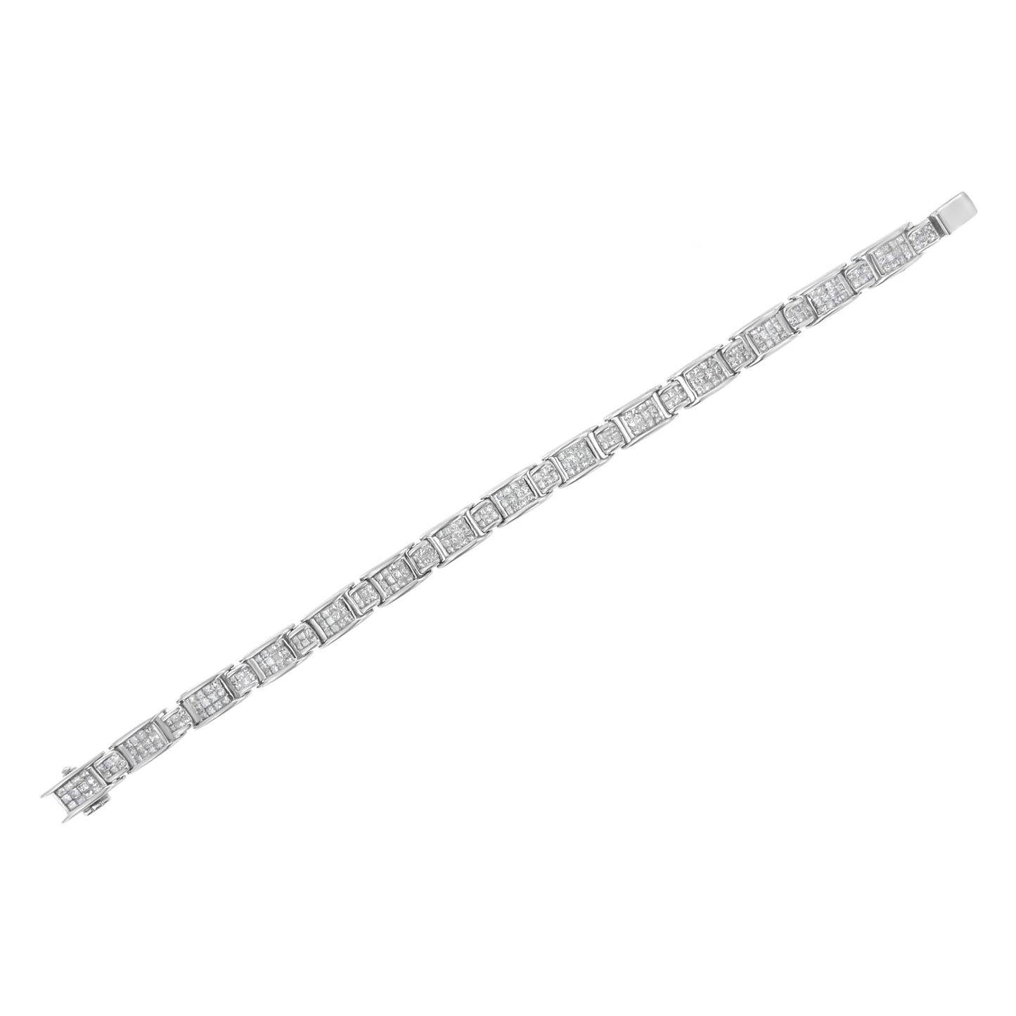 Bracelet de tennis en or blanc 14K avec diamants taille princesse de 5,0 Cttw