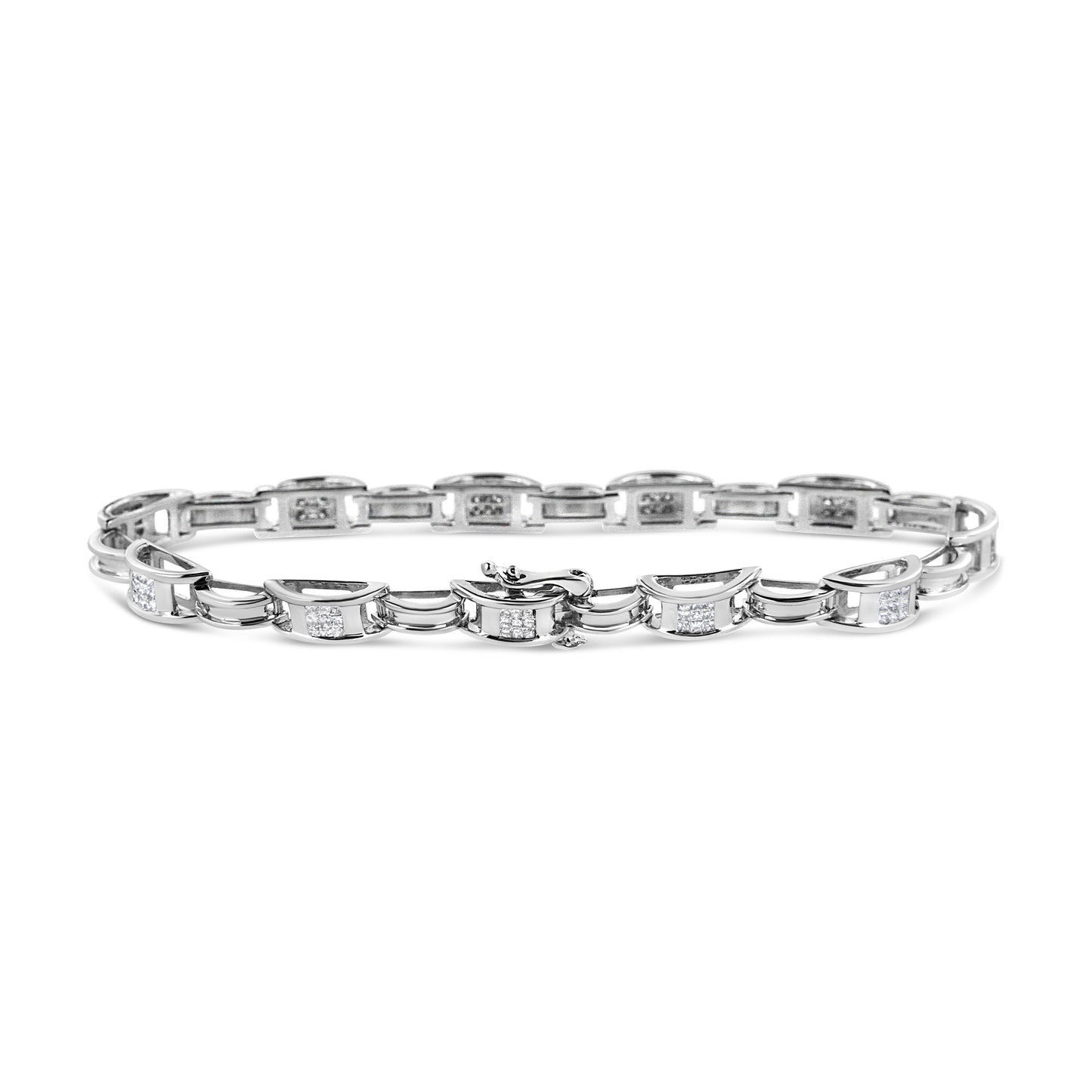 Pulsera de Tenis de Diamantes Princesa en Oro Blanco de 14K - 1.0 Cttw
