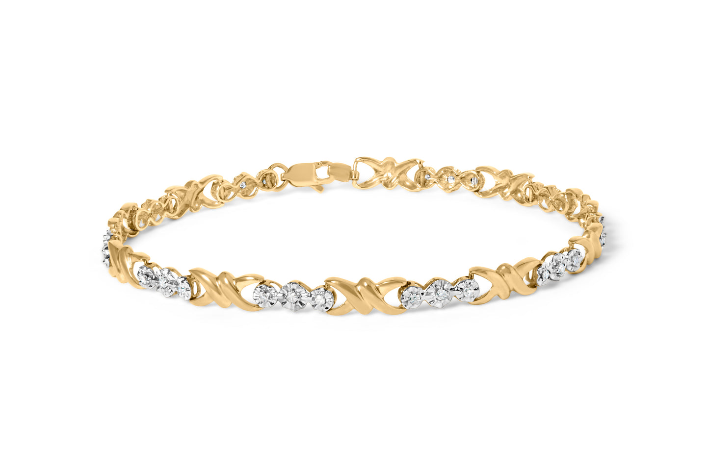 Pulsera de Diamantes X-Link de Oro Amarillo de 10k - 7.50 Pulgadas