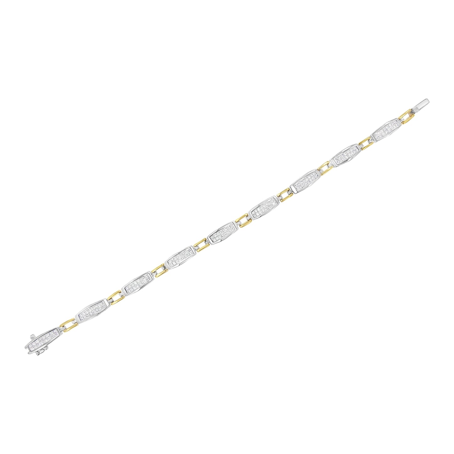 Pulsera de eslabones de diamantes de corte princesa de oro de 14 quilates - 2.0 Cttw