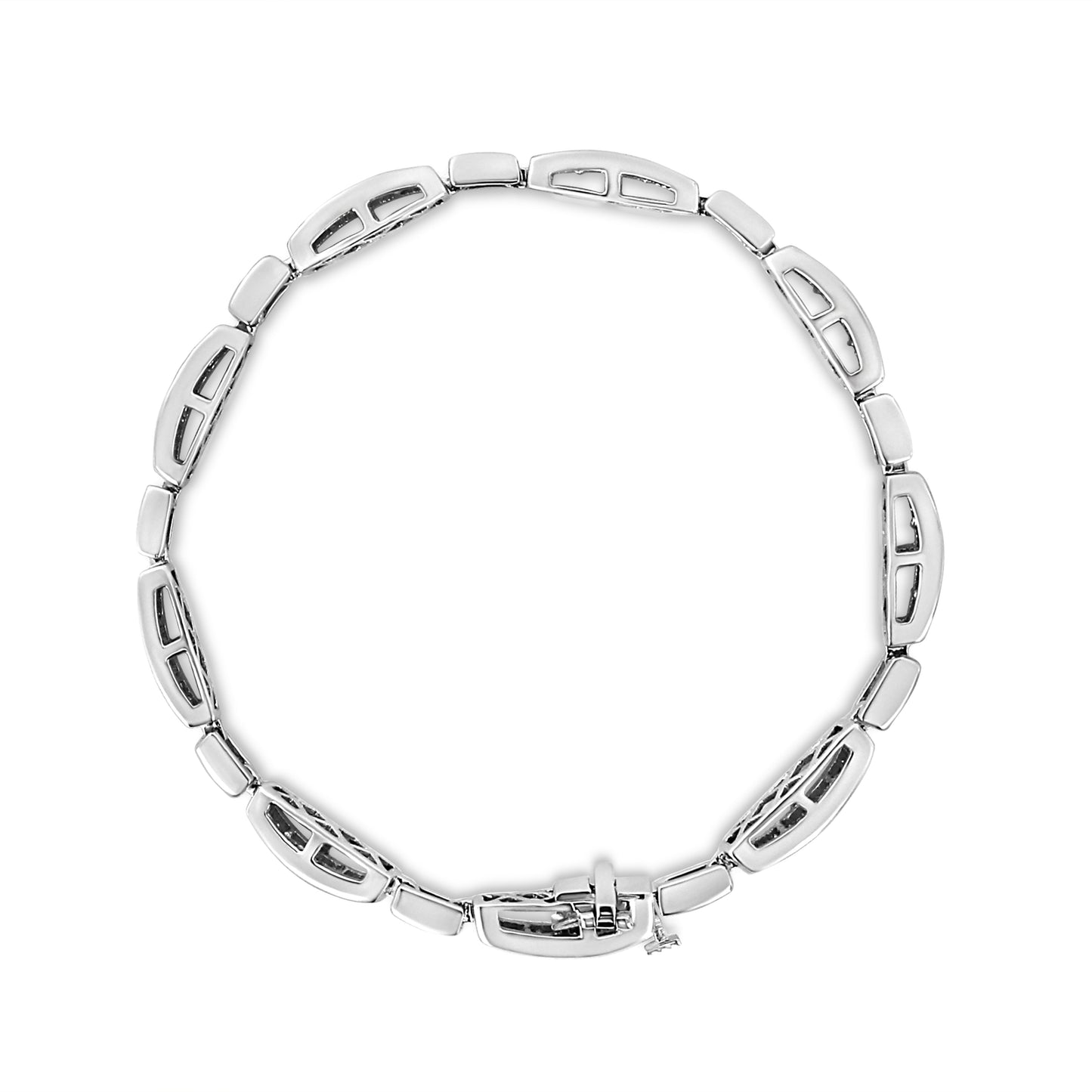 14K White Gold 2.00 Cttw Invisible-Set Princess Diamond Bracelet - 7.25"
