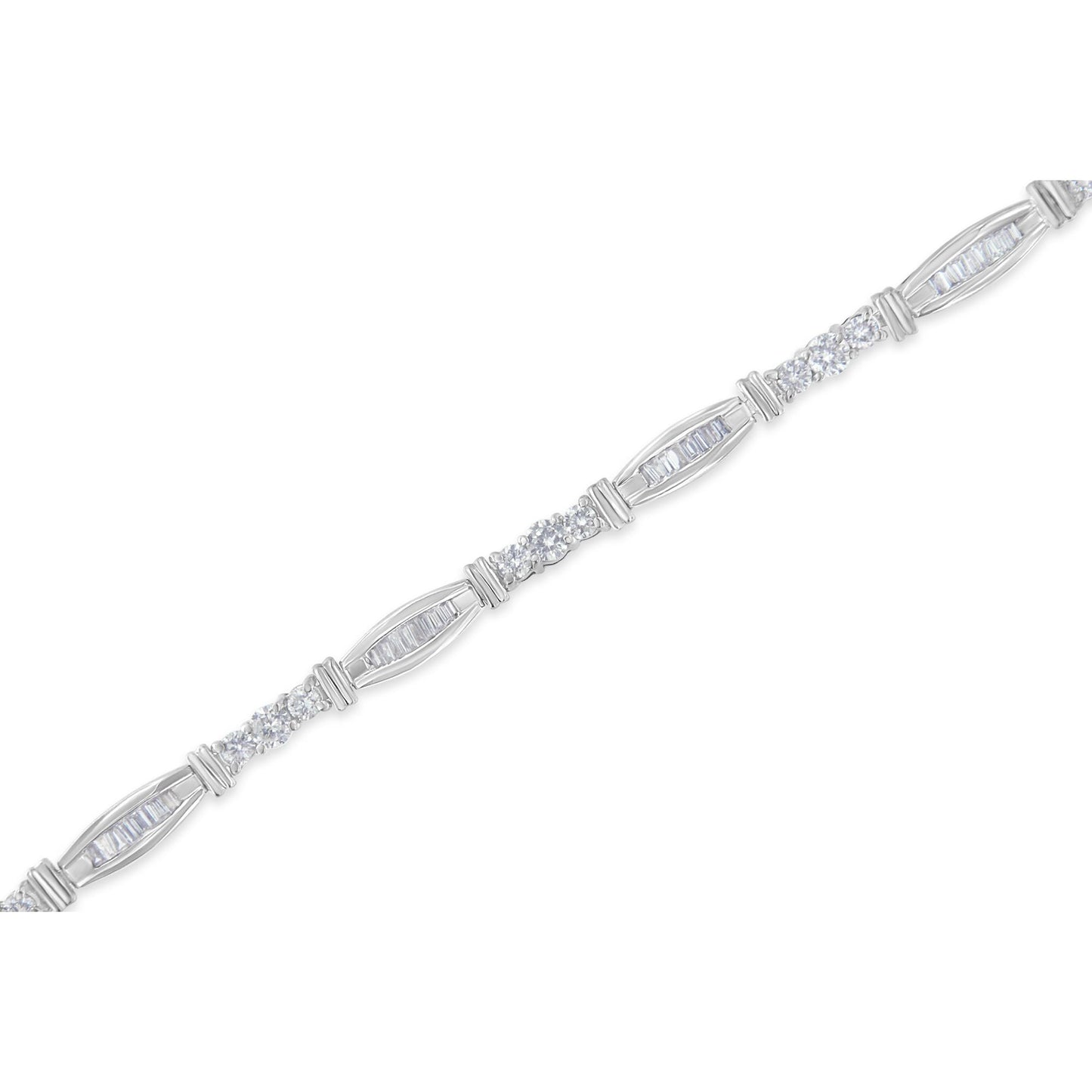 Bracelet de tennis en diamant à motif géométrique en or blanc 10K