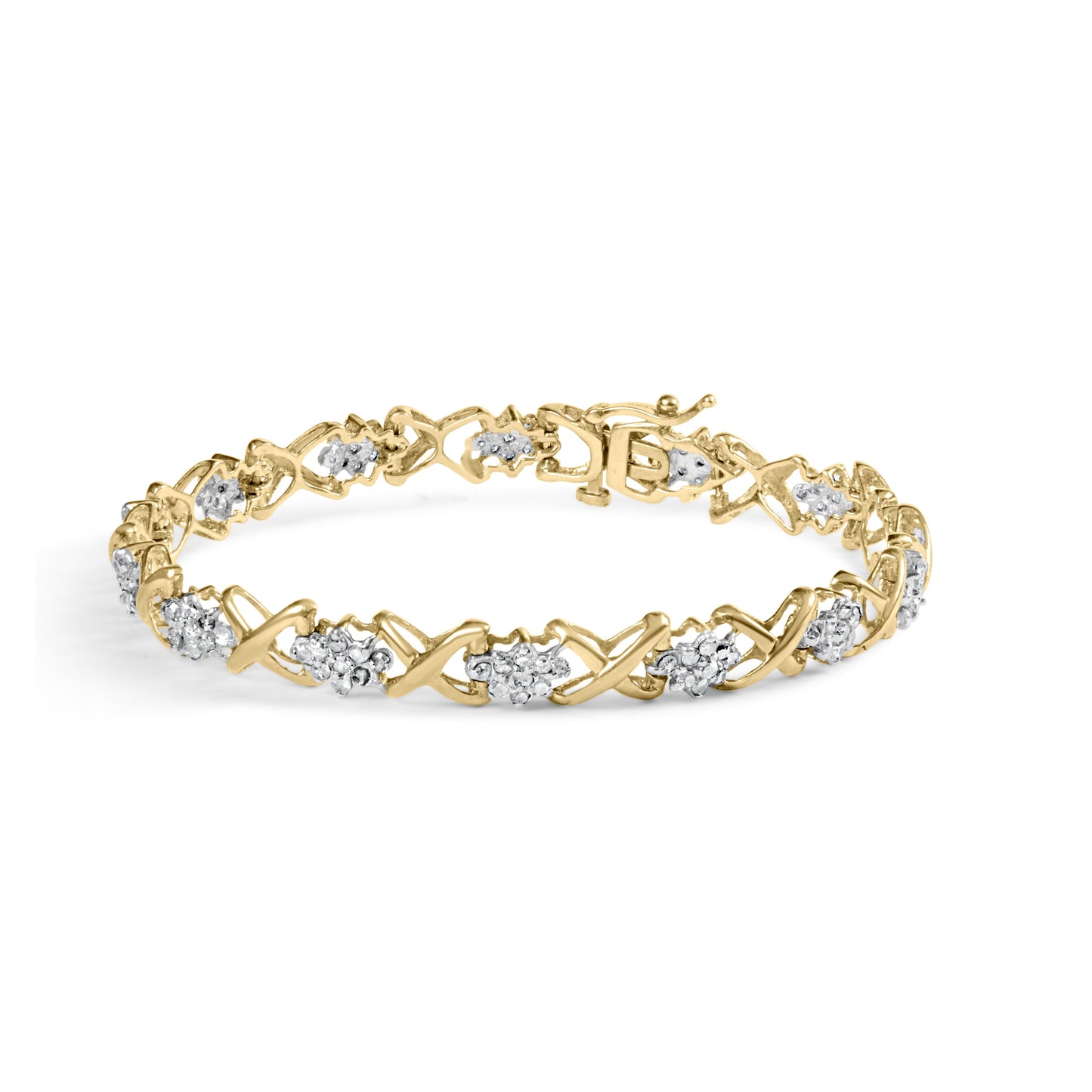 10k Yellow Gold Plated Sterling Silver Diamond Link Bracelet