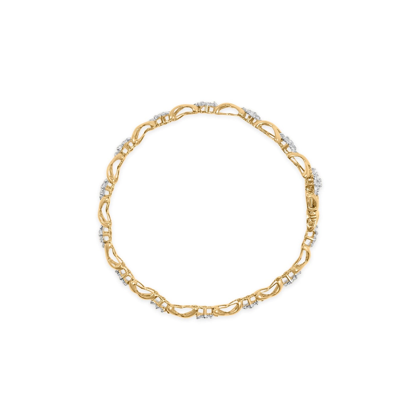 10k Yellow Gold Plated Sterling Silver Diamond Link Bracelet