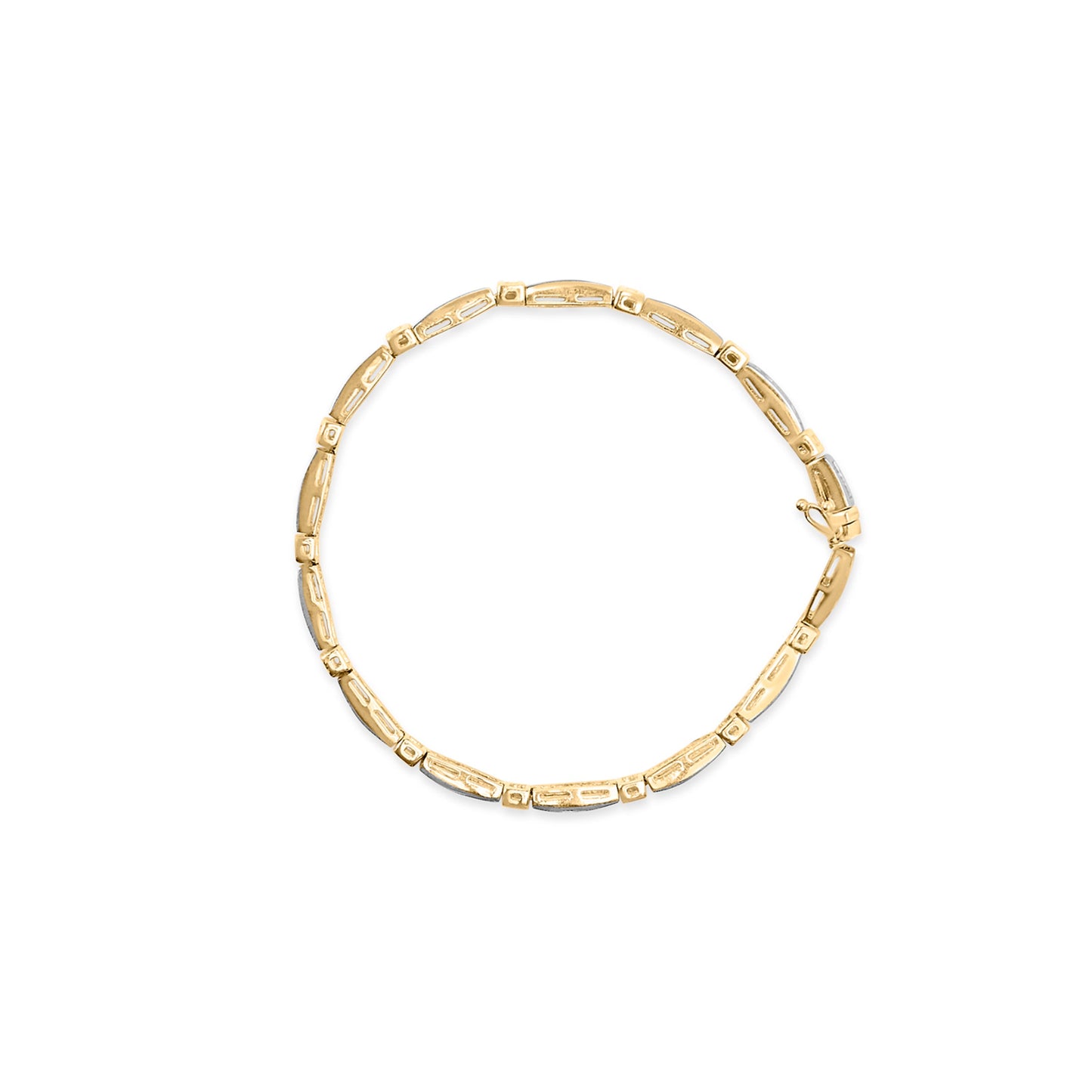 Bracelet en or jaune 14K avec diamants baguette en channel