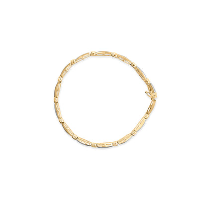 14K Yellow Gold Baguette Diamond Channel Link Bracelet