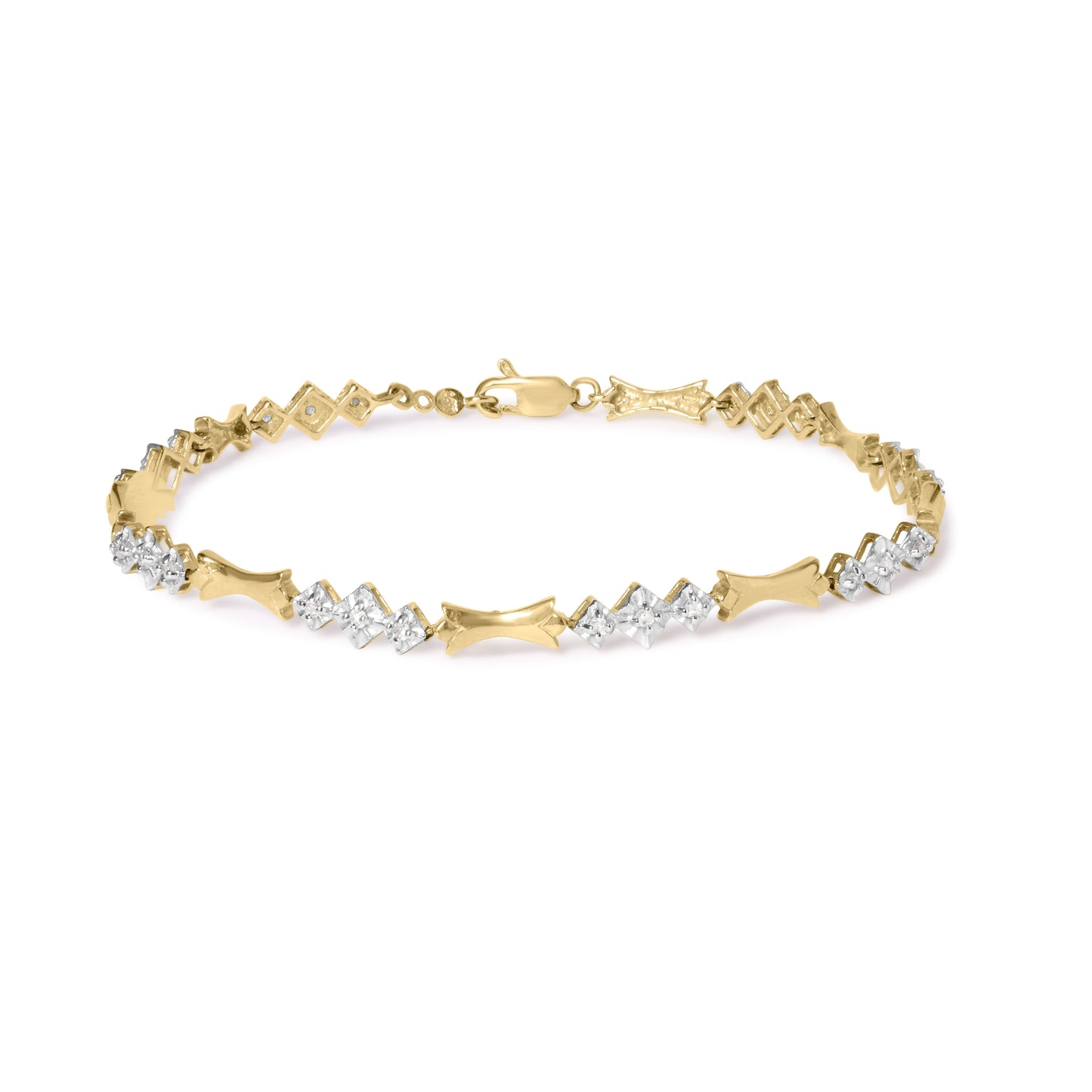 Pulsera Conjunto Milagro de Diamantes de Oro de 10k - 7.75 Pulgadas