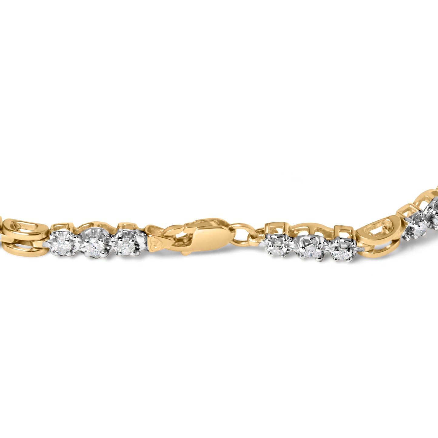 Pulsera de eslabones de diamantes de 10k de oro amarillo de 1.00 Cttw - 7.25 pulgadas