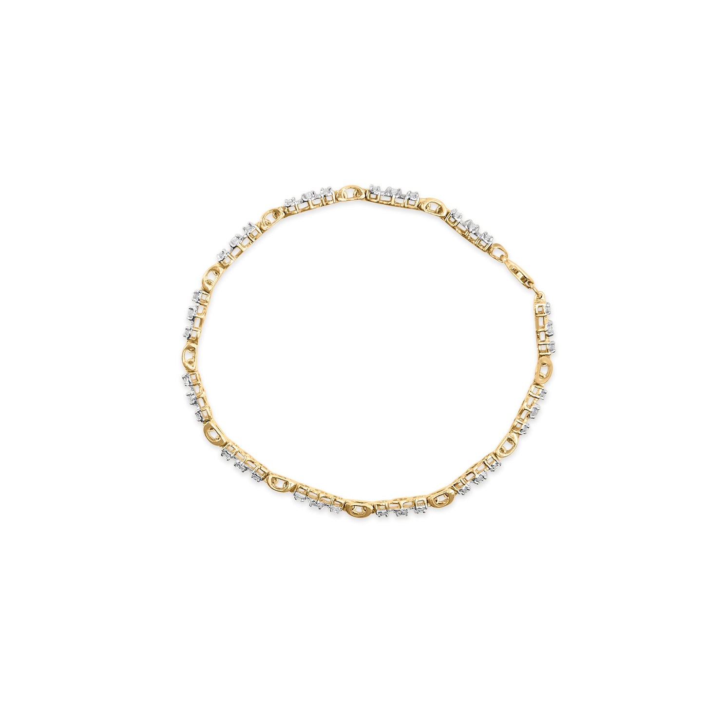 Pulsera de eslabones de diamantes de 10k de oro amarillo de 1.00 Cttw - 7.25 pulgadas