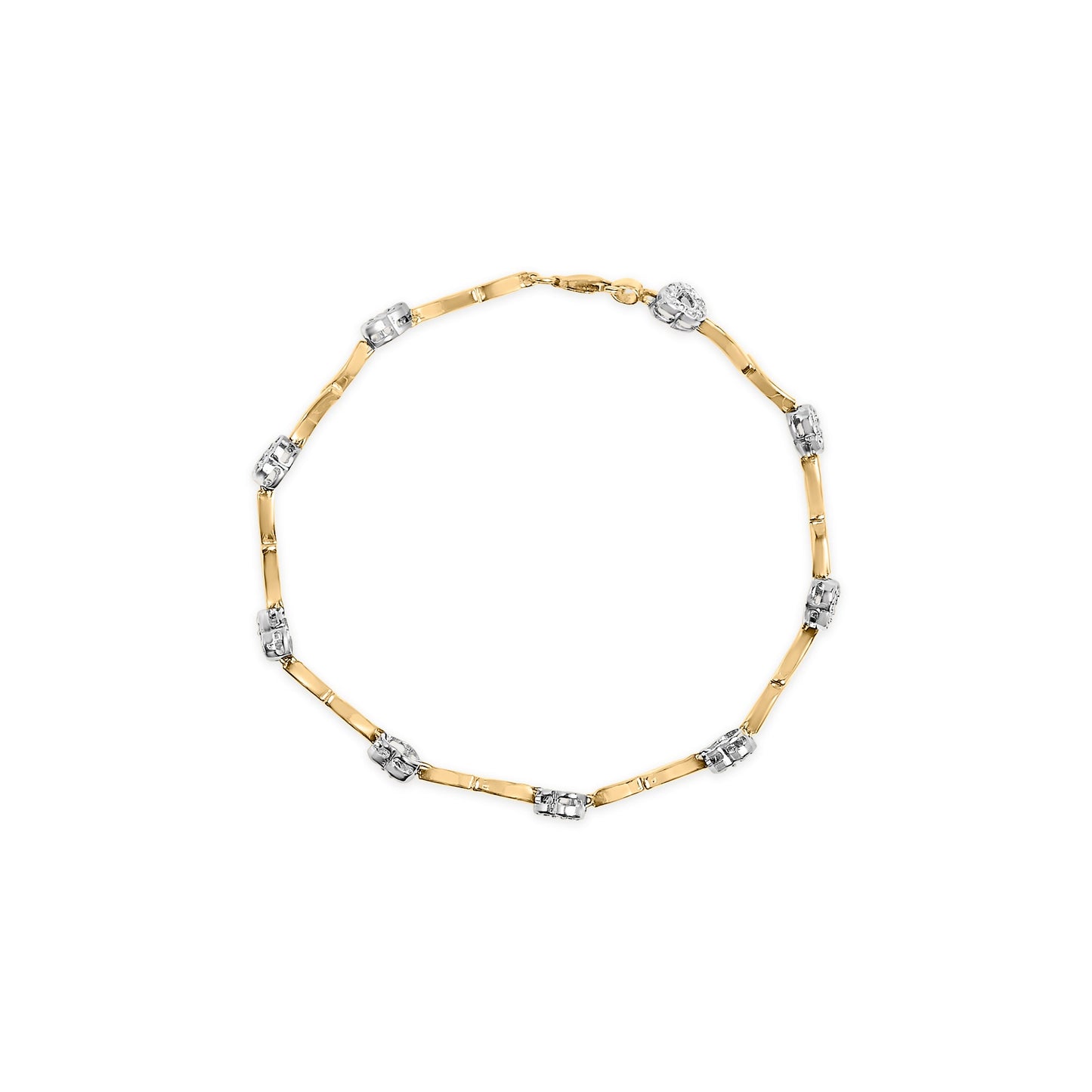 Bracelet S-Link en Or Bicolore 10k avec Diamants en Forme de Cœur - 1/3 Cttw