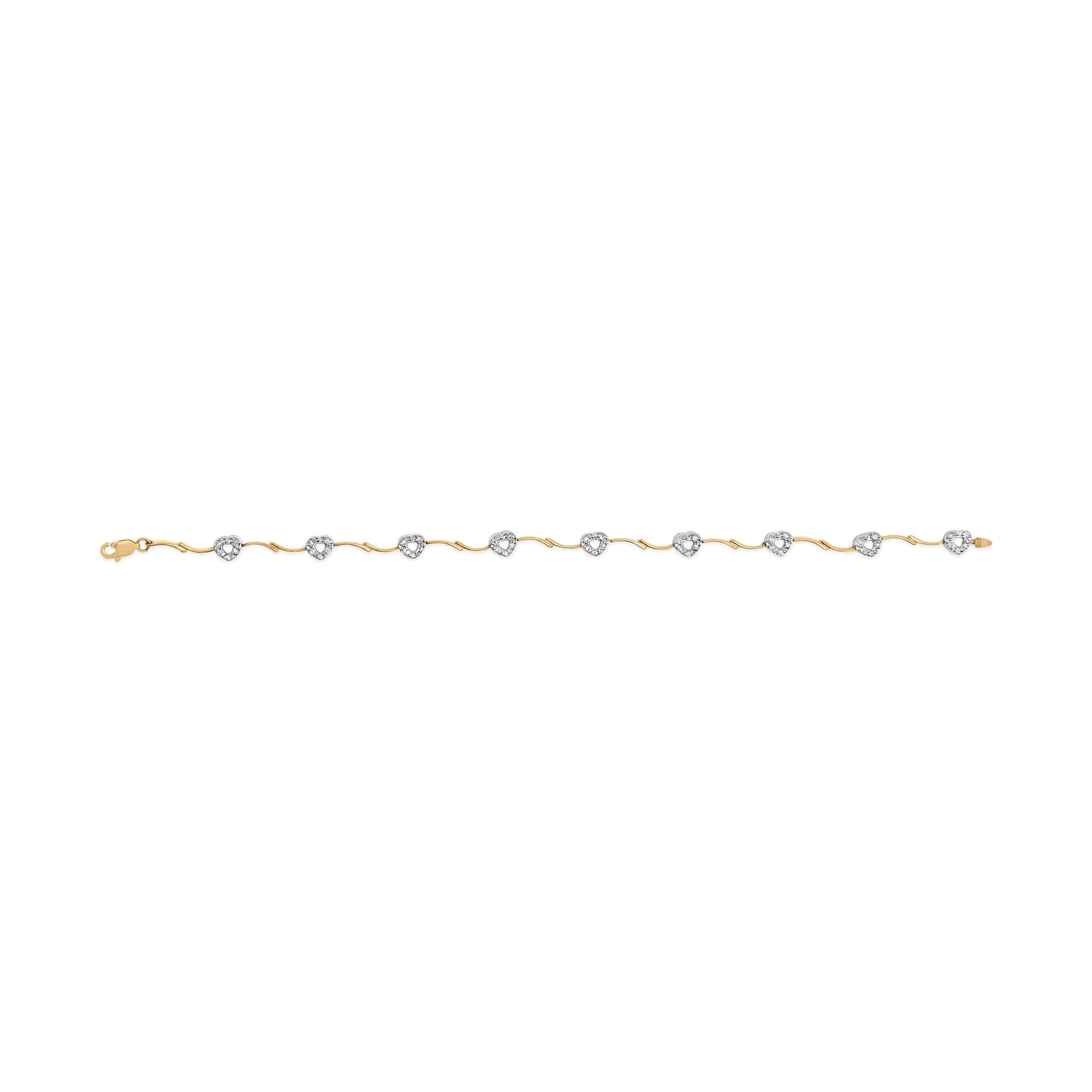 Bracelet S-Link en Or Bicolore 10k avec Diamants en Forme de Cœur - 1/3 Cttw