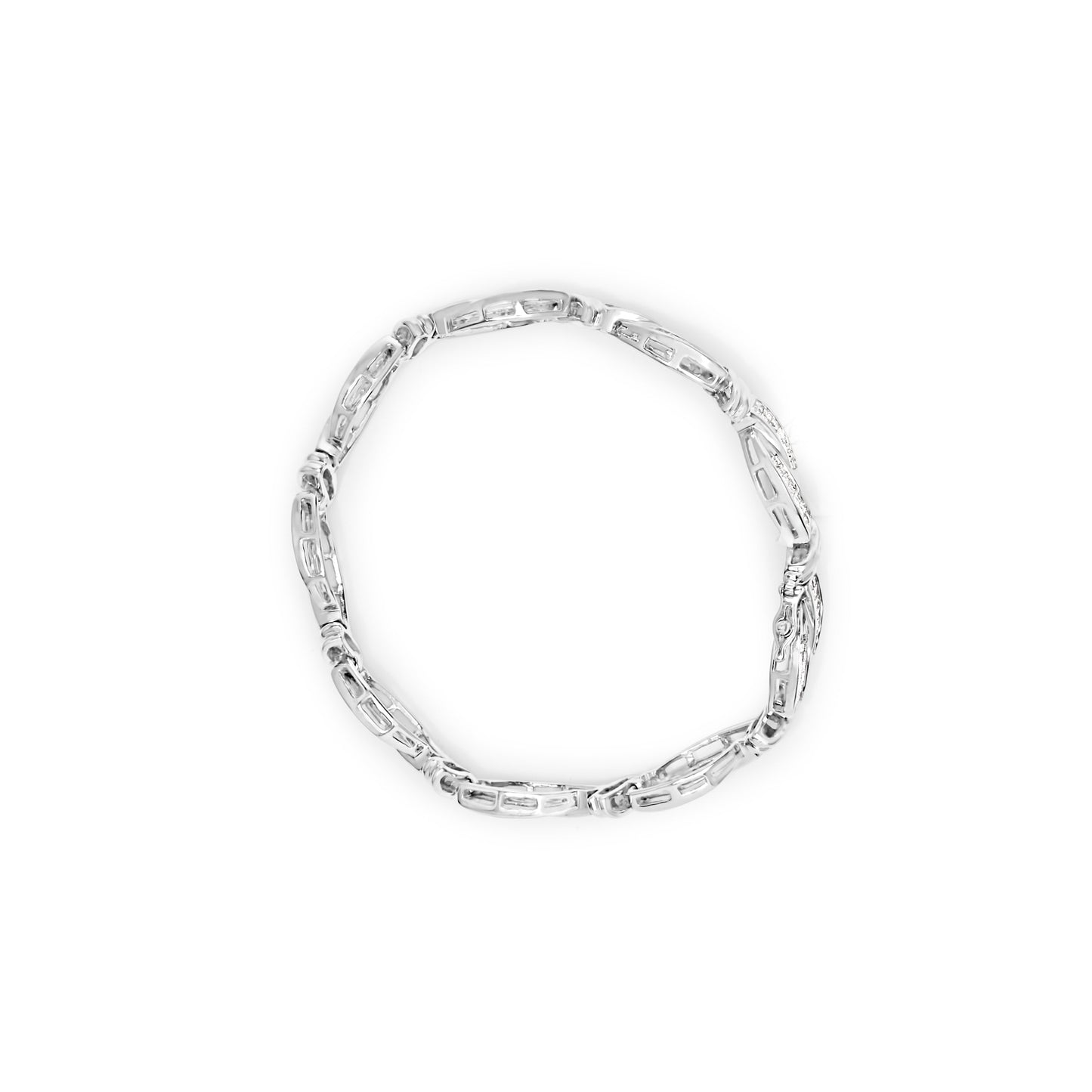 14K White Gold 4.0 Cttw Invisible Set Diamond Wave Bracelet - 7"