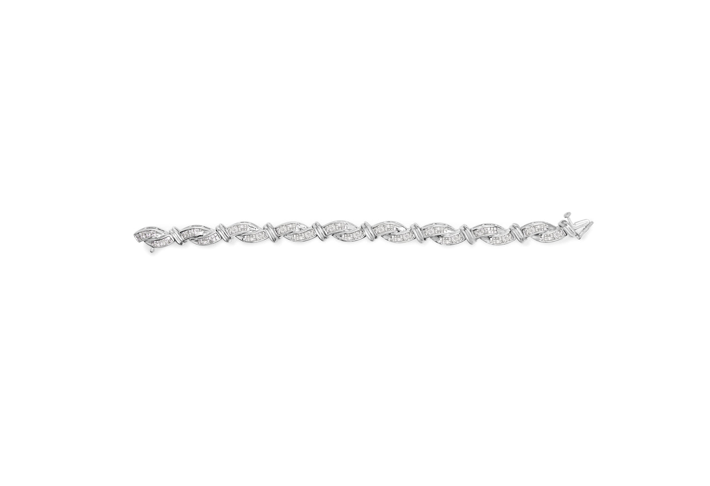 14K White Gold 4.0 Cttw Invisible Set Diamond Wave Bracelet - 7"