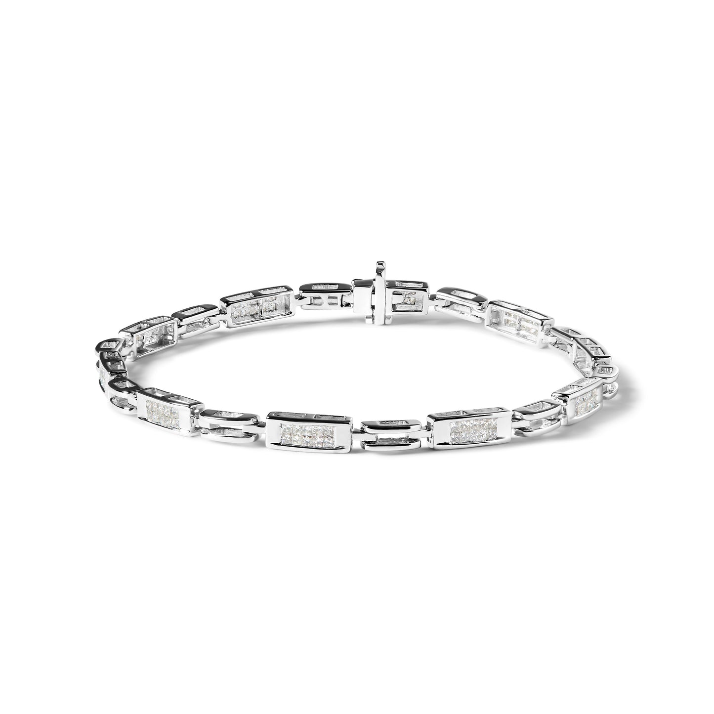 Bracelet de tennis en diamant taille princesse en or blanc 14K - 1,0 Cttw