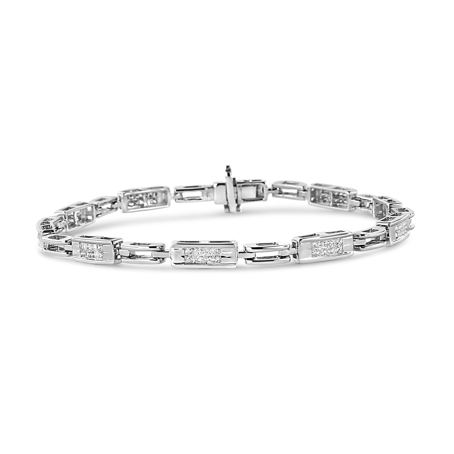 Bracelet de tennis en diamant taille princesse en or blanc 14K - 1,0 Cttw