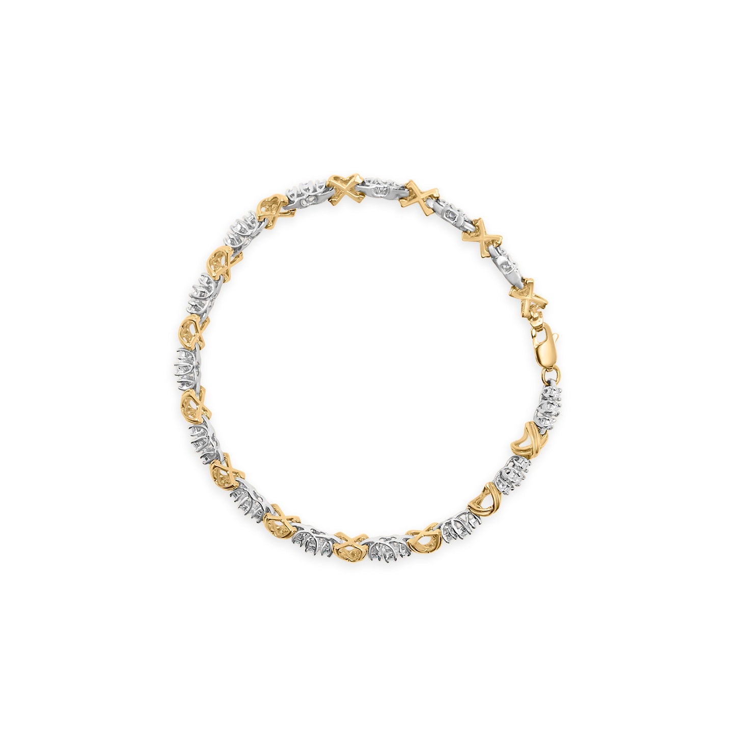 10K Two-Tone Gold Diamond X-Link Bracelet