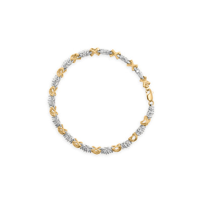 10K Two-Tone Gold Diamond X-Link Bracelet
