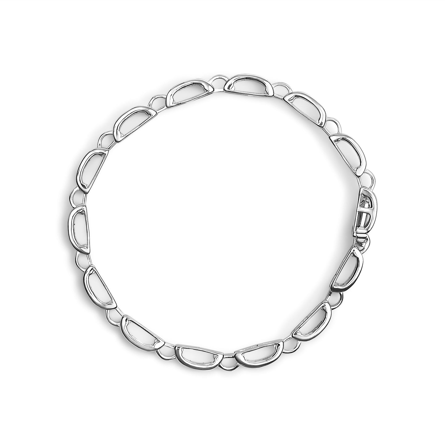 14K White Gold Princess-Cut Diamond Link Bracelet - 1.00 Cttw