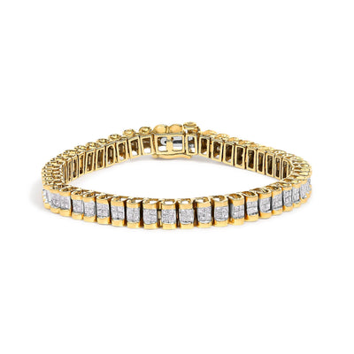 14K Yellow Gold Princess Cut Quad Invisible Set Tennis Bracelet - 3.0 Cttw