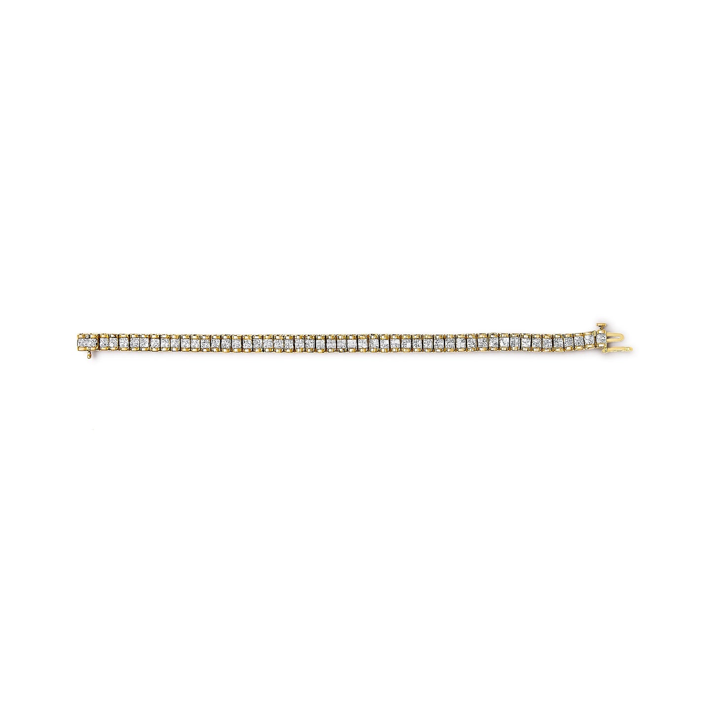 14K Yellow Gold Princess Cut Quad Invisible Set Tennis Bracelet - 3.0 Cttw