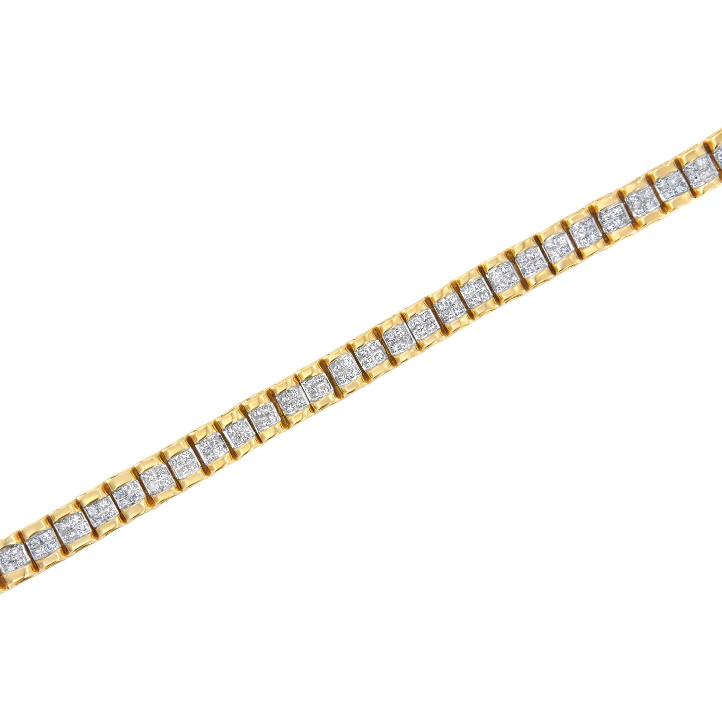 14K Yellow Gold Princess Cut Quad Invisible Set Tennis Bracelet - 3.0 Cttw