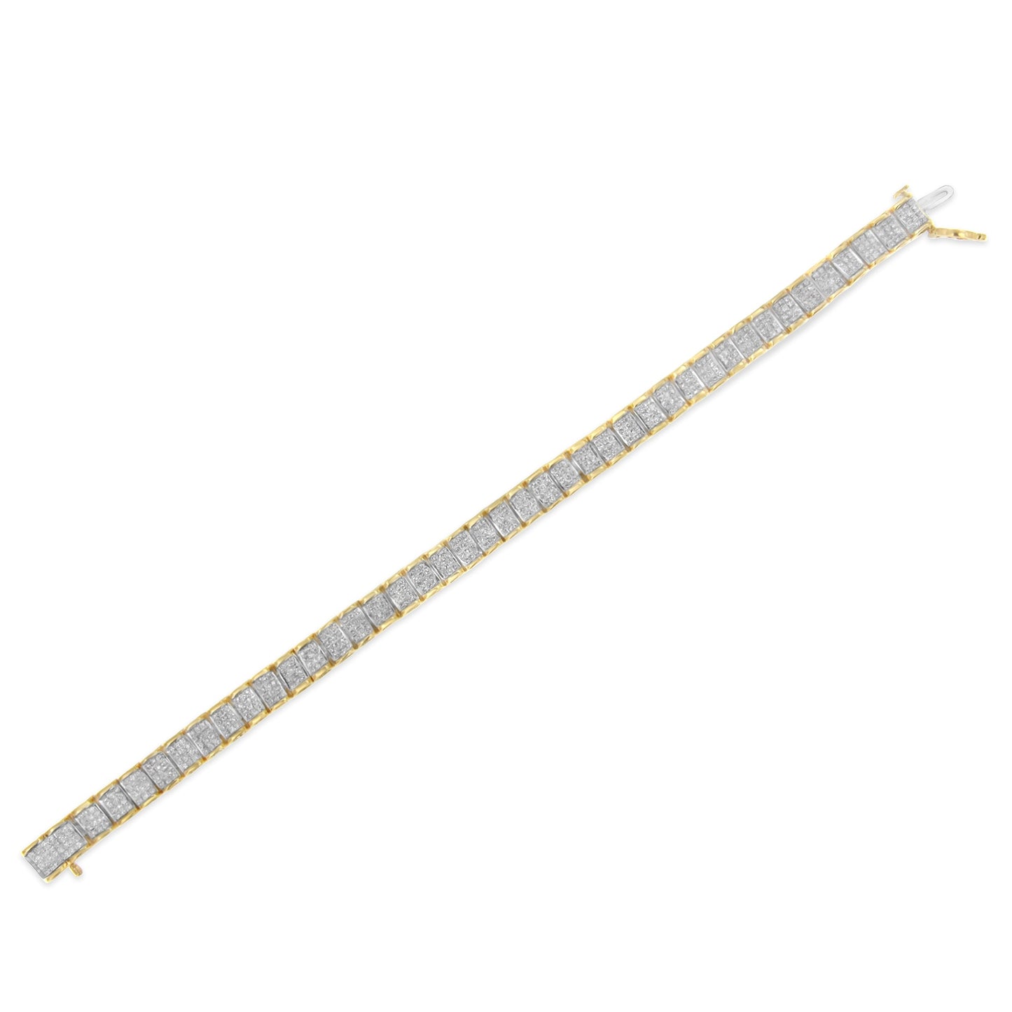 Bracelet de tennis en or jaune 14 carats avec diamants taille princesse en forme de boucle