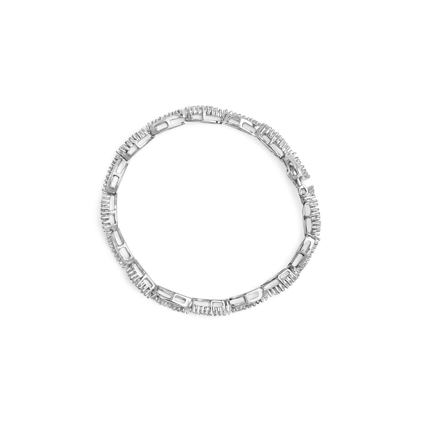 14K White Gold Diamond Swirl & Pear Shape Link Bracelet - 2.00 Cttw