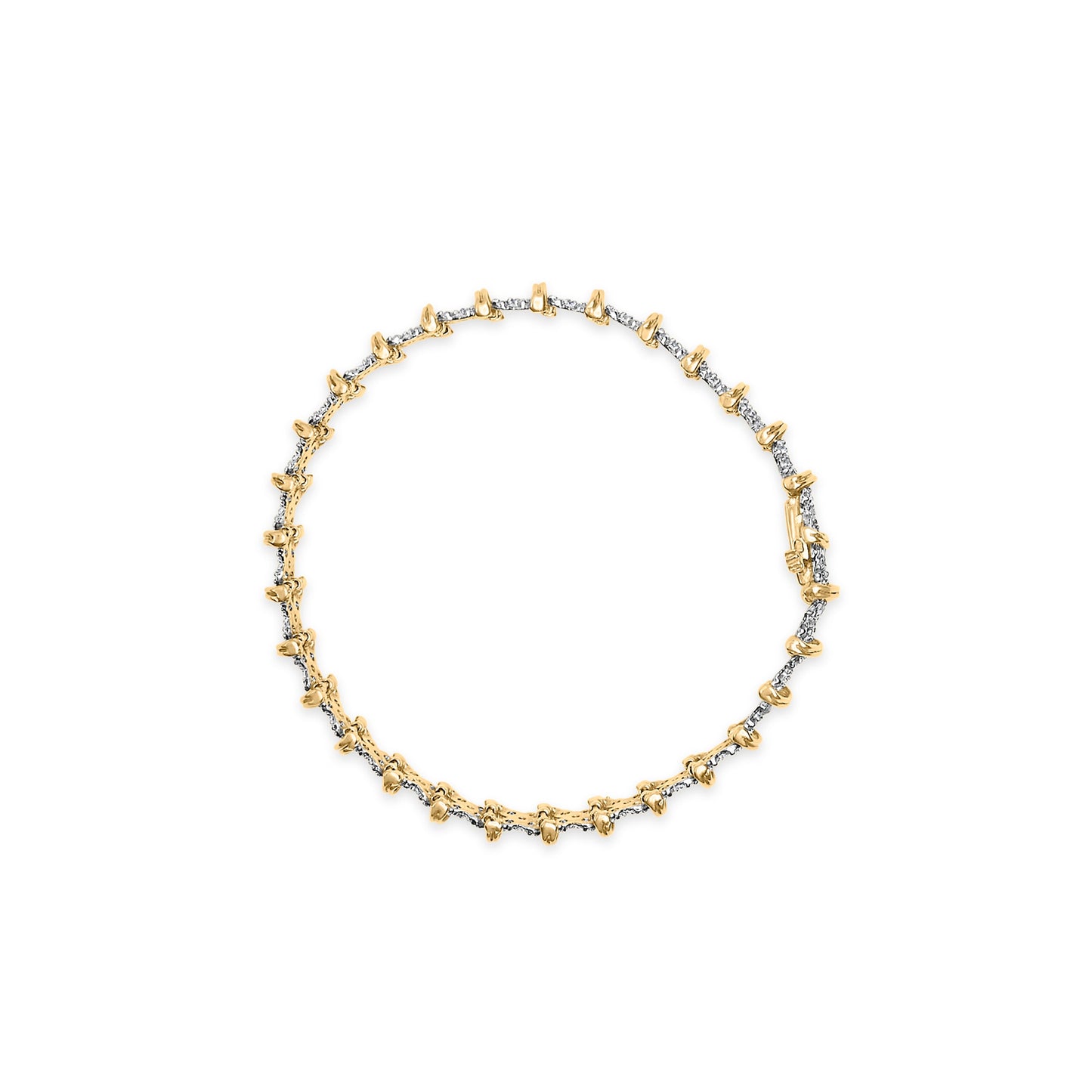 Pulsera de Clúster de Diamantes de Plata Esterlina Baño de Oro de 10K