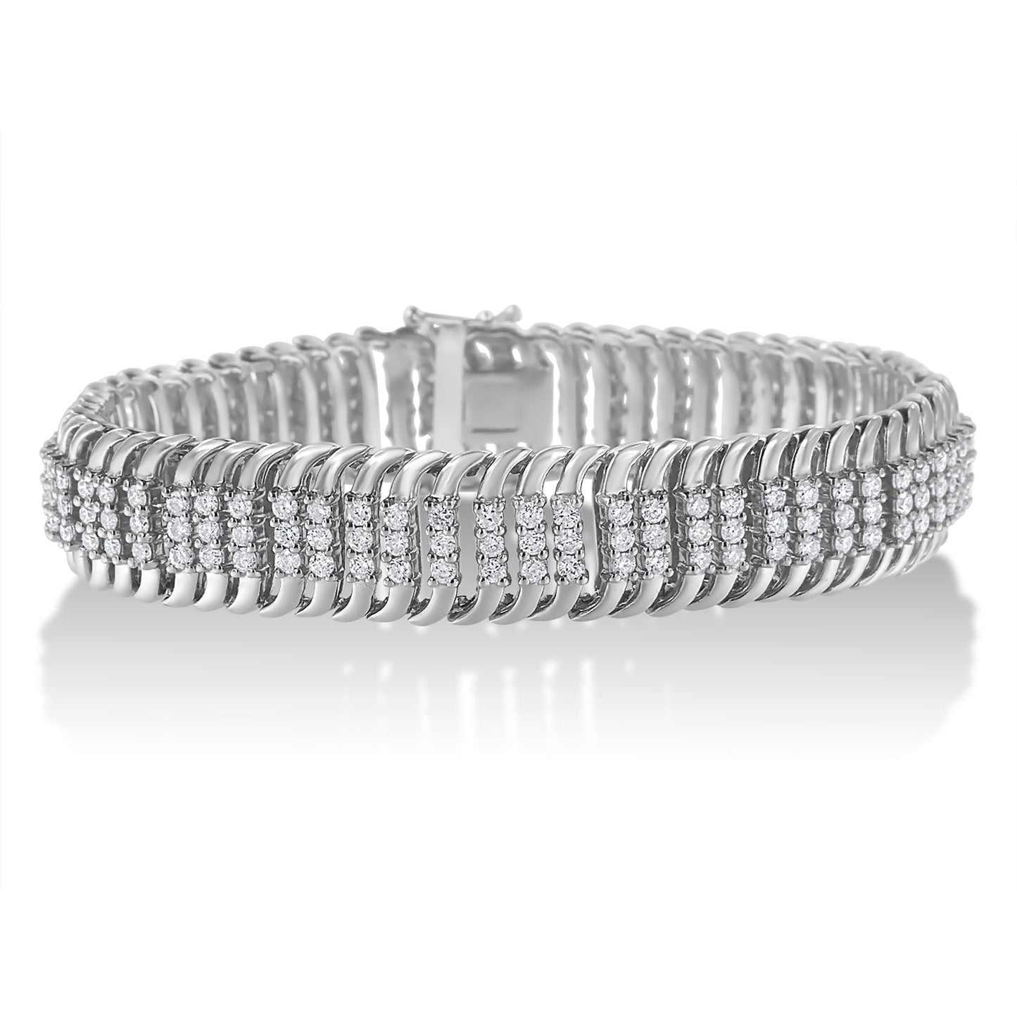 Bracelet de tennis en or blanc 14K avec 5,0 carats de diamants en forme de S