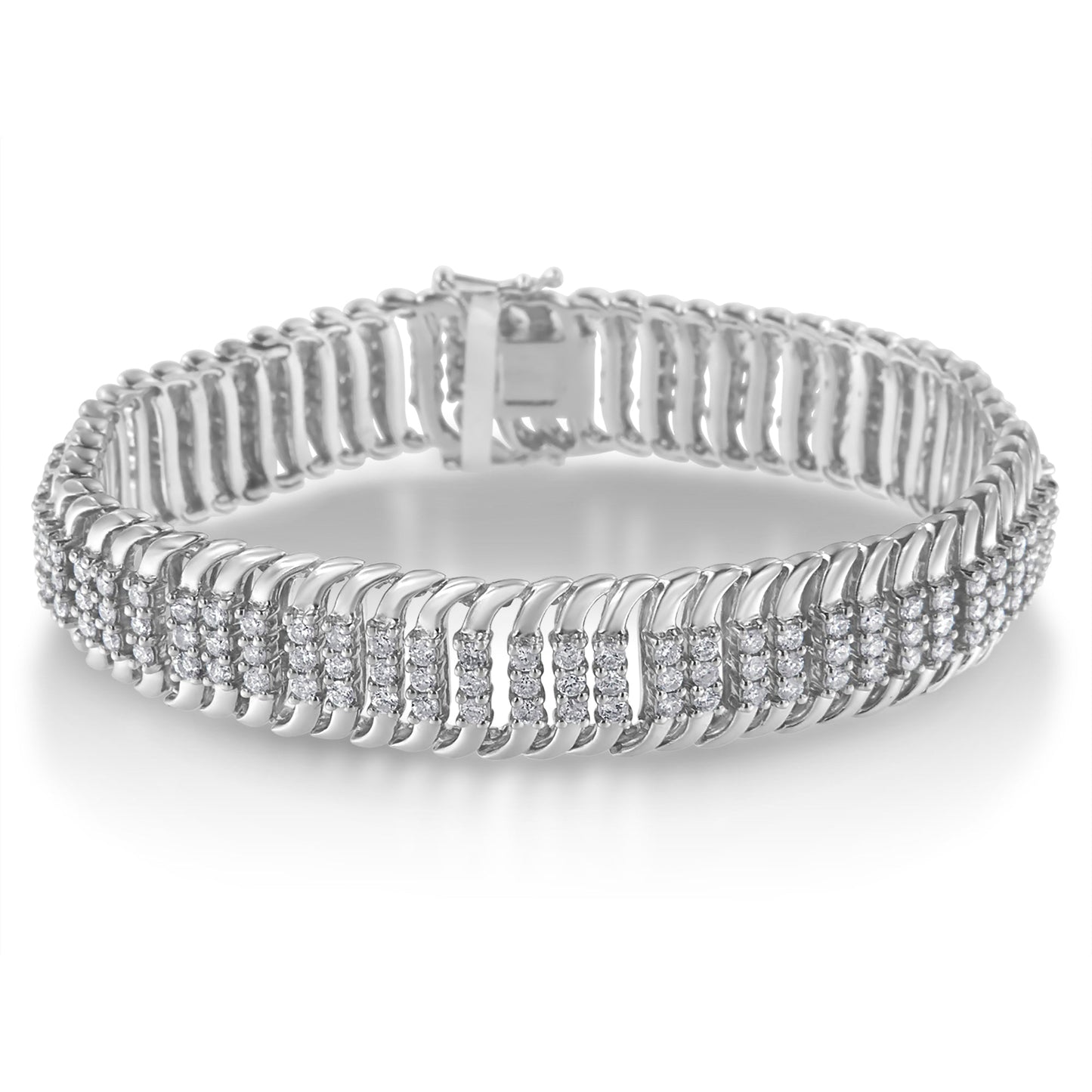 Bracelet de tennis en or blanc 14K avec 5,0 carats de diamants en forme de S